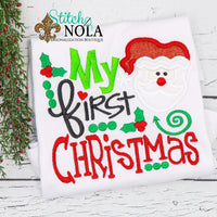 Personalized My First Christmas with Santa Applique Shirt

