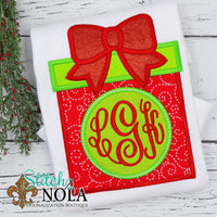 Personalized Christmas Present with Monogram Applique Shirt
