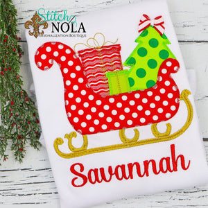 Personalized Christmas Sleigh with Presents Applique Shirt