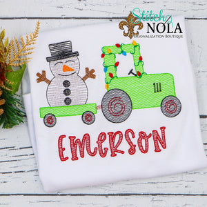 Personalized Christmas Train with Snowman & Lights Sketch Shirt