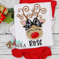 Personalized Christmas Reindeer Applique Shirt