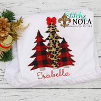Personalized Christmas Tree Bunch with Bow Applique Shirt
