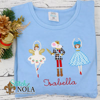 Personalized Christmas Ballet Trio Girl Applique Shirt Colored Garment
