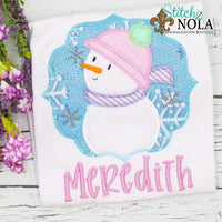 Personalized Christmas Snowgirl Applique Shirt