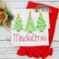Personalized Christmas Tree with Lights Trio Sketch Shirt

