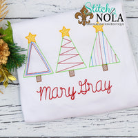 Personalized Christmas Tree with Star Trio Sketch Shirt
