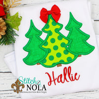 Personalized Christmas Tree Bunch Applique Shirt
