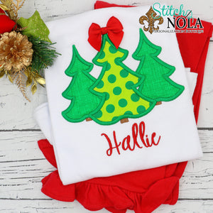 Personalized Christmas Tree Bunch Applique Shirt