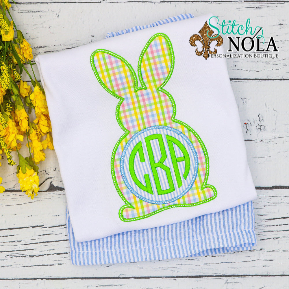 Personalized Easter Bunny with Monogram Circle Appliqué Shirt