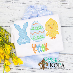 Personalized Easter Bunny Egg & Chick Sketch Shirt