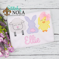 Personalized Easter Bunny Lamb & Chick Sketch Shirt