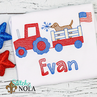 Personalized Patriotic Tractor With Dog Sketch Shirt