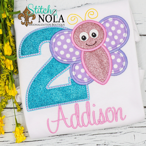 Personalized Birthday Butterfly Appliqué Shirt