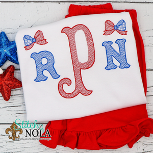 Personalized Patriotic Monogram With Bows Sketch Shirt