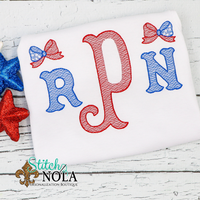 Personalized Patriotic Monogram With Bows Sketch Shirt