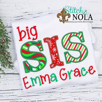 Personalized Christmas Big & Little Sibling Applique Shirt
