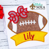 Personalized Football With Banner Applique Shirt
