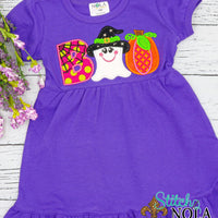 Personalized Halloween Boo Applique Colored Garment