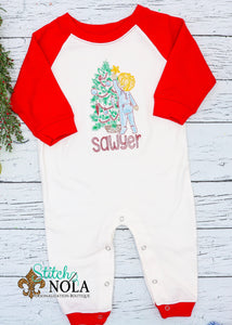 Personalized Christmas Tree with Child Sketch Shirt