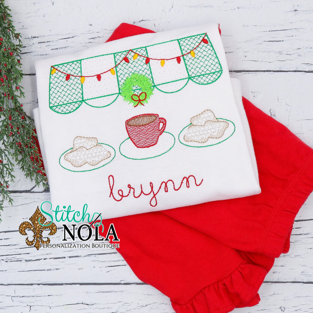 Personalized Christmas New Orleans Cafe & Beignets Sketch Shirt