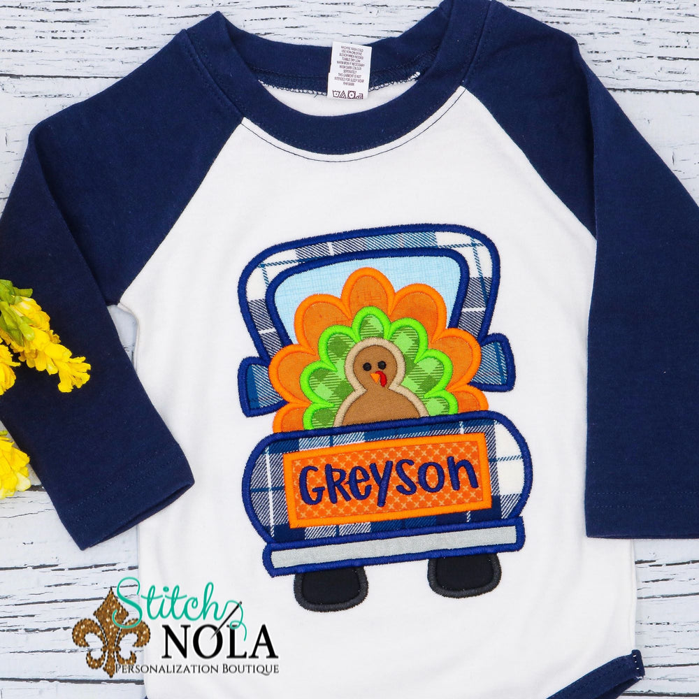 Personalized Turkey in Truck Applique Shirt