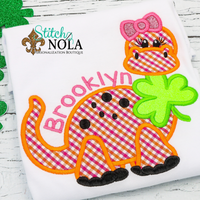 Personalized St. Patrick's Day Dinosaur with Clover Appliqué Shirt