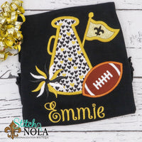 Personalized Black and Gold Megaphone on Colored Garment
