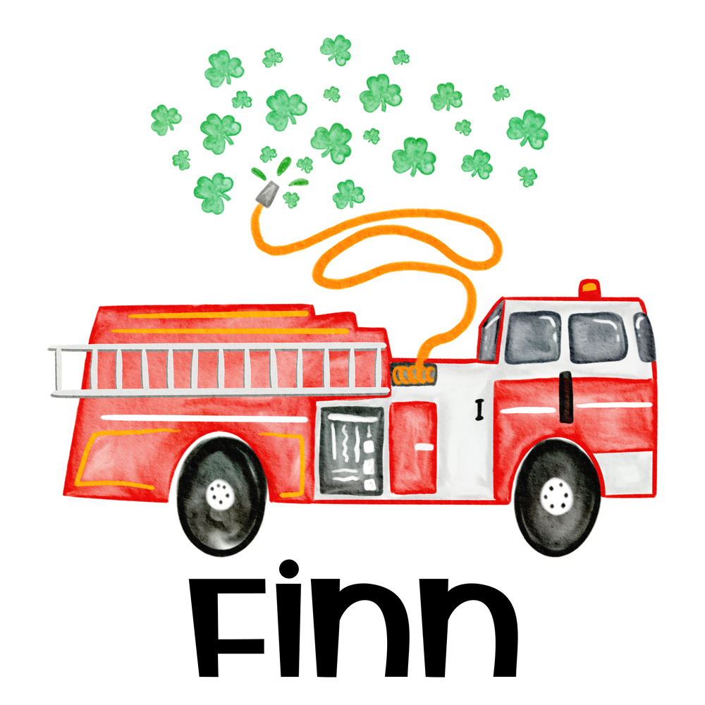 Personalized St. Patrick's Day Firetruck With Clovers Printed Shirt