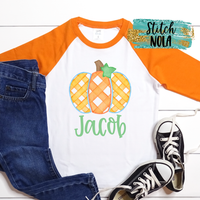 Personalized Gingham Pumpkin Printed Shirt