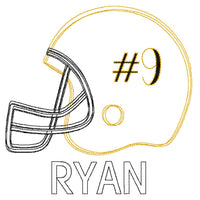 PERSONALIZED BLACK AND GOLD FOOTBALL HELMET SKETCH SHIRT