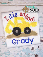 Personalized Back to School Digger Applique Shirt
