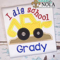 Personalized Back to School Digger Applique Shirt