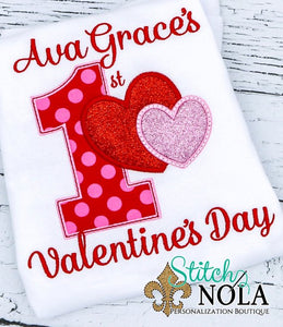 Personalized 1st Valentine's Day Applique Shirt
