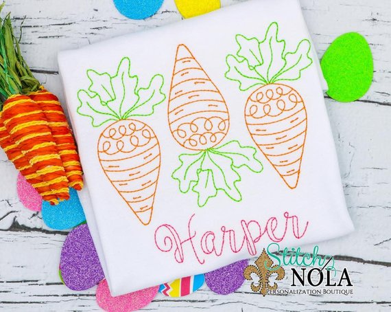 Personalized Vintage Easter Carrots Trio Sketch Shirt