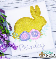 Personalized Floral Easter Bunny with Flowers Appliqué Shirt
