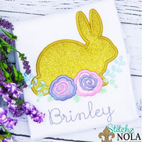 Personalized Floral Easter Bunny with Flowers Appliqué Shirt