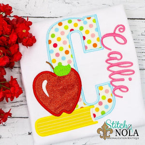 Personalized Back to School Apple Alpha Applique Shirt