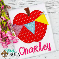 Personalized Back to School Apple with Bunting Flag Applique Shirt