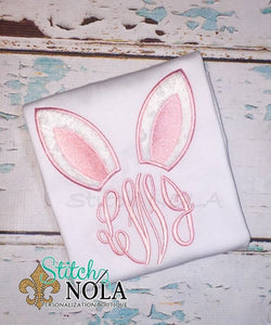 Personalized Easter Bunny Ears With Monogram Sketch Shirt