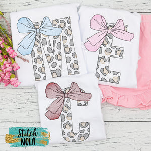 Personalized Cheetah Print Alpha with Big Bow Sketch Shirt