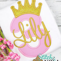 Personalized Birthday Number with Crown Appliqué Shirt