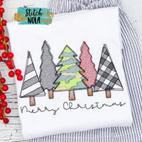 Personalized Camo Christmas Tree Bunch Sketch Shirt