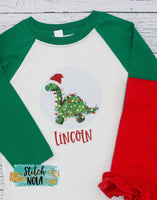 Personalized Christmas Dinosaur Printed Shirt
