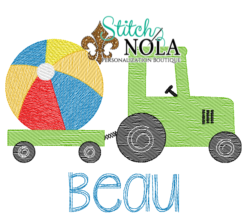 Personalized Beach Ball Tractor Sketch Shirt