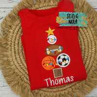 Sports Christmas Tree Appliqué on Colored Garment
