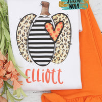 Personalized Leopard and Black Striped Pumpkin Printed Shirt