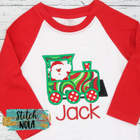 Personalized Christmas Train with Santa Applique Shirt
