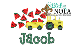 Personalized Watermelon Tractor Sketch Shirt