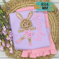 Personalized Easter Ballerina Bunny on Colored Garment
