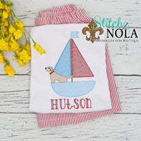 Personalized Sailboat with Dog Sketch Shirt
